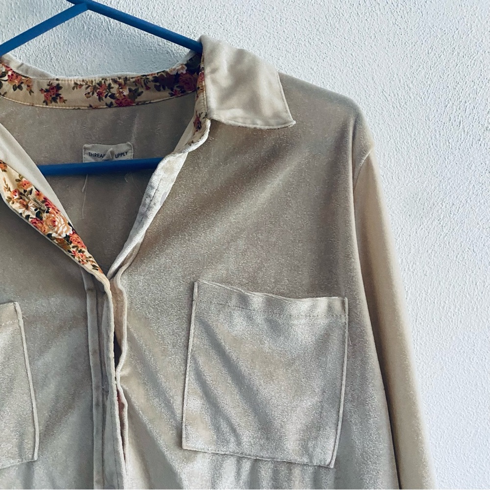 Thread & Supply Velvet Cream Floral Button Down Shirt - Picture 4 of 10